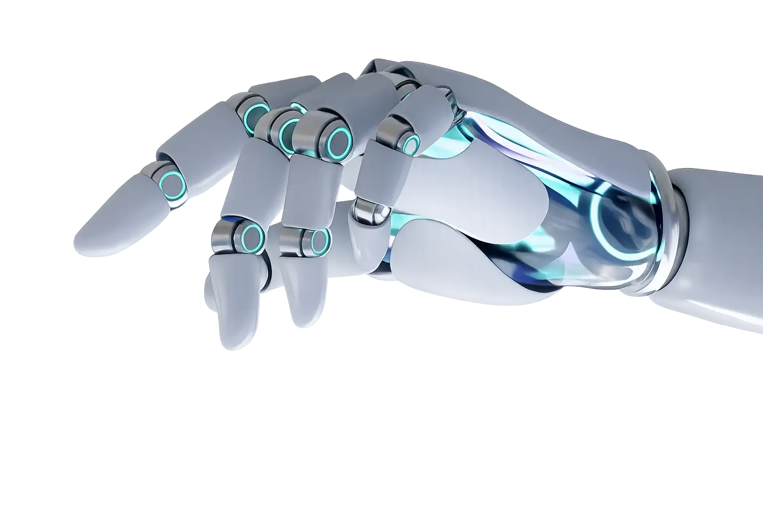 Mano robótica con luz azul - Automatización e IA